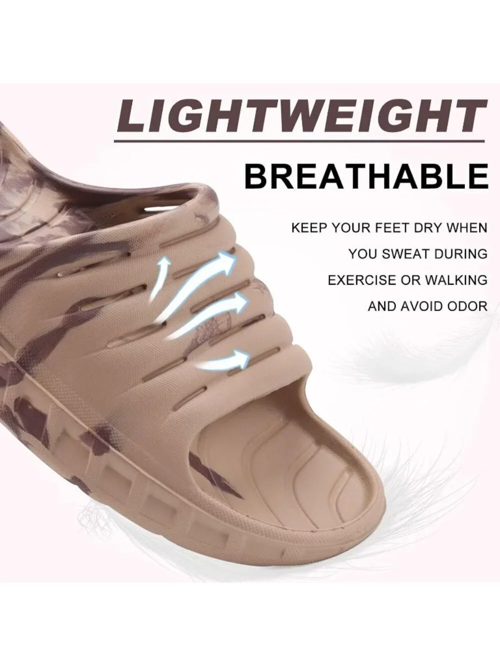 Men's Tan Sandals Orthotic Arch Support Open Toe Sport Slides Thick Cushion